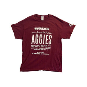 Texas A&M University Aggies Whataburger T Shirt Gildan Brand Size L Maroon